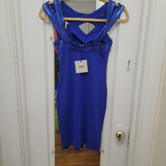 ASOS Bodycon Coquette Sequin Cutout Club Mini Dress NWT Size 6 - Picture 2 of 9